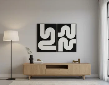 طقم لوحتين أسود وأبيض second